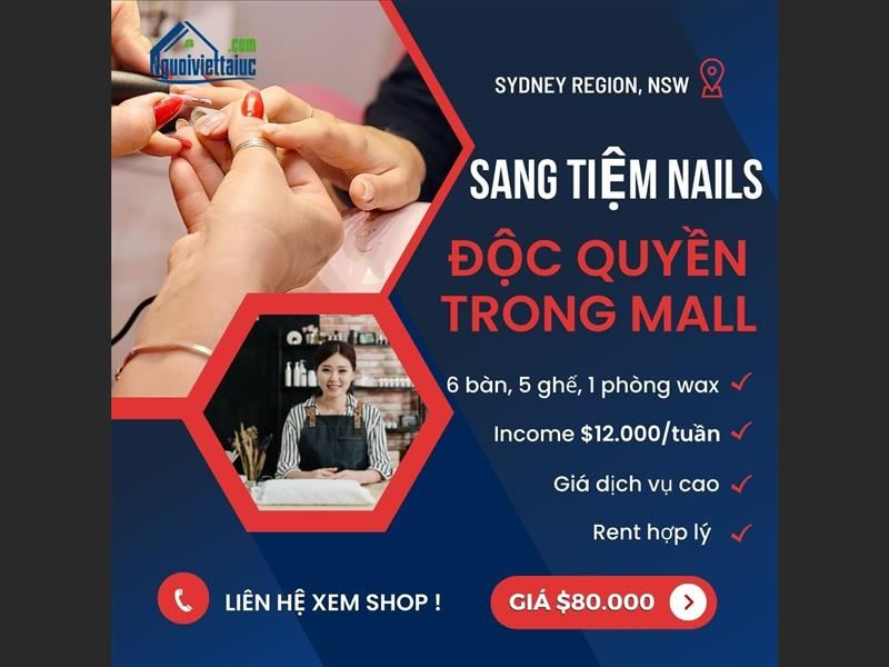 Sang lại tiệm nail độc quyền trong mall, thu nhập cao